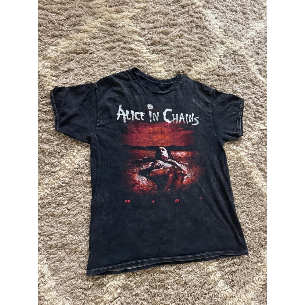 Alice In Chains Dirt Album Graphic T-Shirt Black Acid Wash Large Mens